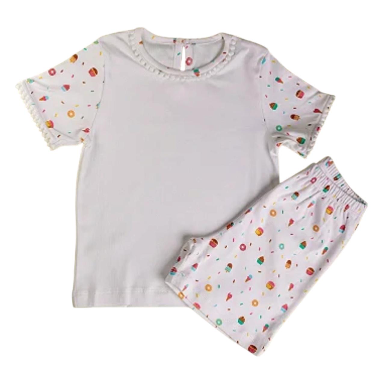 Pijama Curto Cupcake (menina) em Algodão Pima Peruano