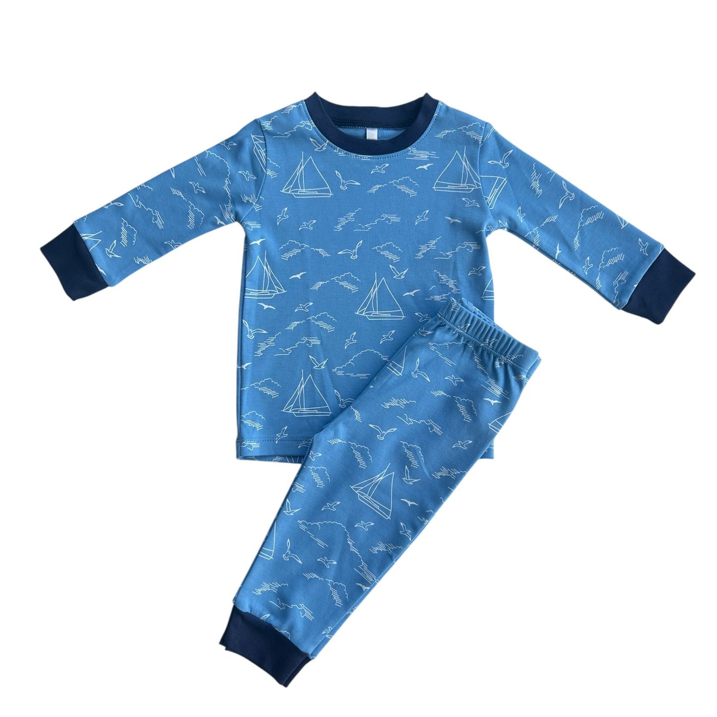 Pijama Longo Navy Azul em Algodão Pima Peruano