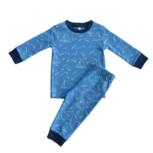 Pijama Longo Navy Azul em Algodão Pima Peruano