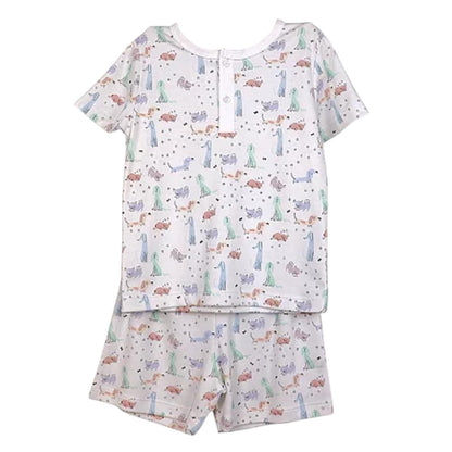 Pijama Curto Cachorinhos (menino) em Algodão Pima Peruano