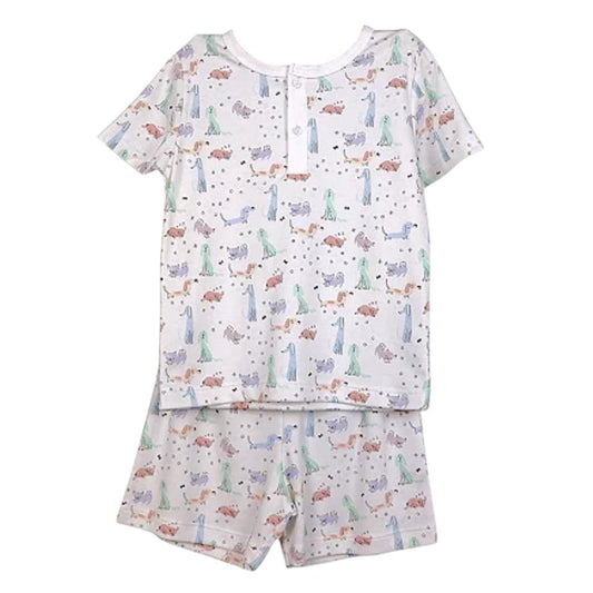 Pijama Curto Cachorinhos (menino) em Algodão Pima Peruano