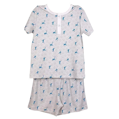 Pijama Curto Futebol Cinza em Algodão Pima Peruano