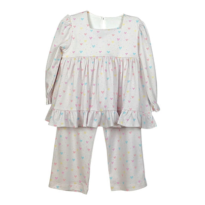 Pijama Longo Estampa Corações Coloridos em Algodão Pima Peruano