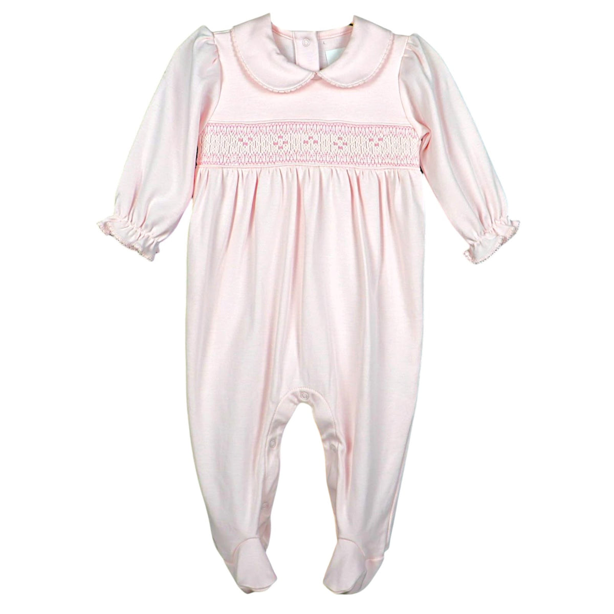 Macacão Longo Rosa Smock 4 pontos em Algodão Pima Peruano