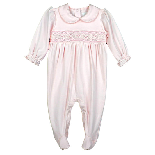 Macacão Longo Rosa Smock 4 pontos em Algodão Pima Peruano