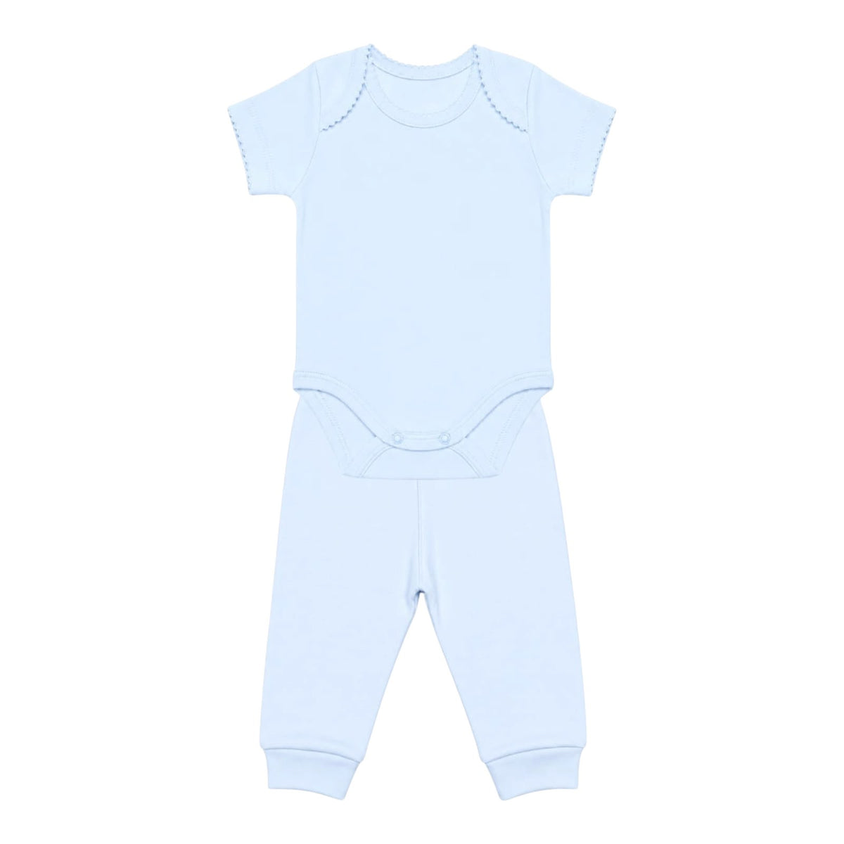 Conjunto Body Picueta Manga Curta & Culote Azul em Algodão Pima Peruano