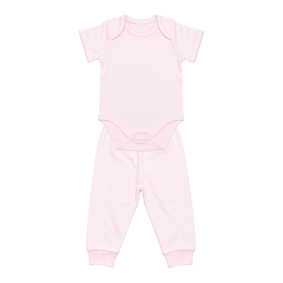 Conjunto Body Picueta Manga Curta & Culote Rosa em Algodão Pima Peruano