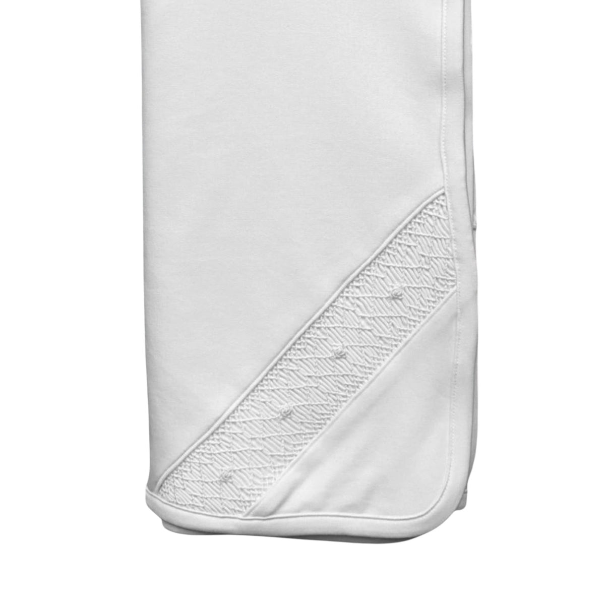 Conjunto Macacão Longo & Manta Branca Smock Branco em Algodão Pima Peruano