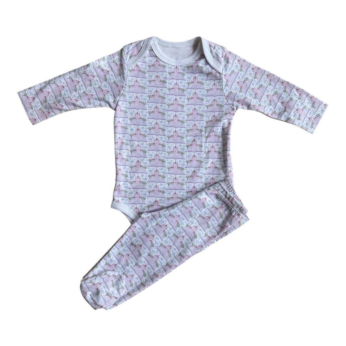 Conjunto Body e Culote Castelinho rosa em Algodão Pima Peruano