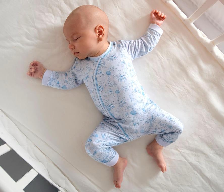 Macacão Longo Viés Balões Azul em Algodão Pima Peruano