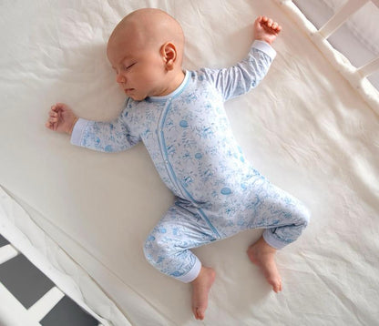 Macacão Longo Viés Balões Azul em Algodão Pima Peruano