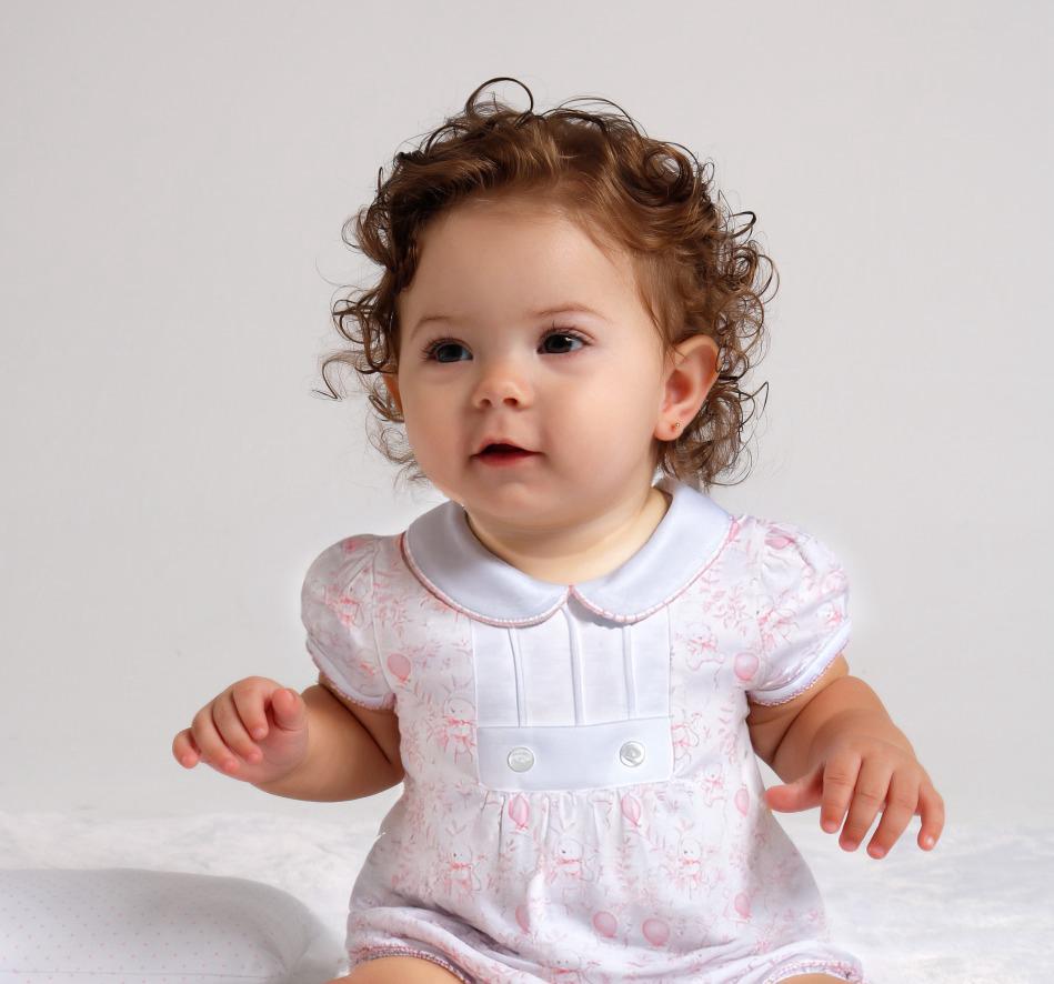 Macacão Curto Botões Balão Rosa em Algodão Pima Peruano