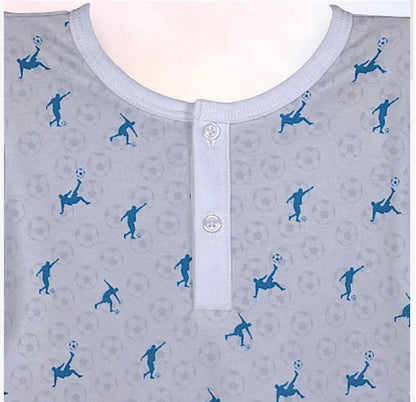 Pijama Curto Futebol Cinza em Algodão Pima Peruano