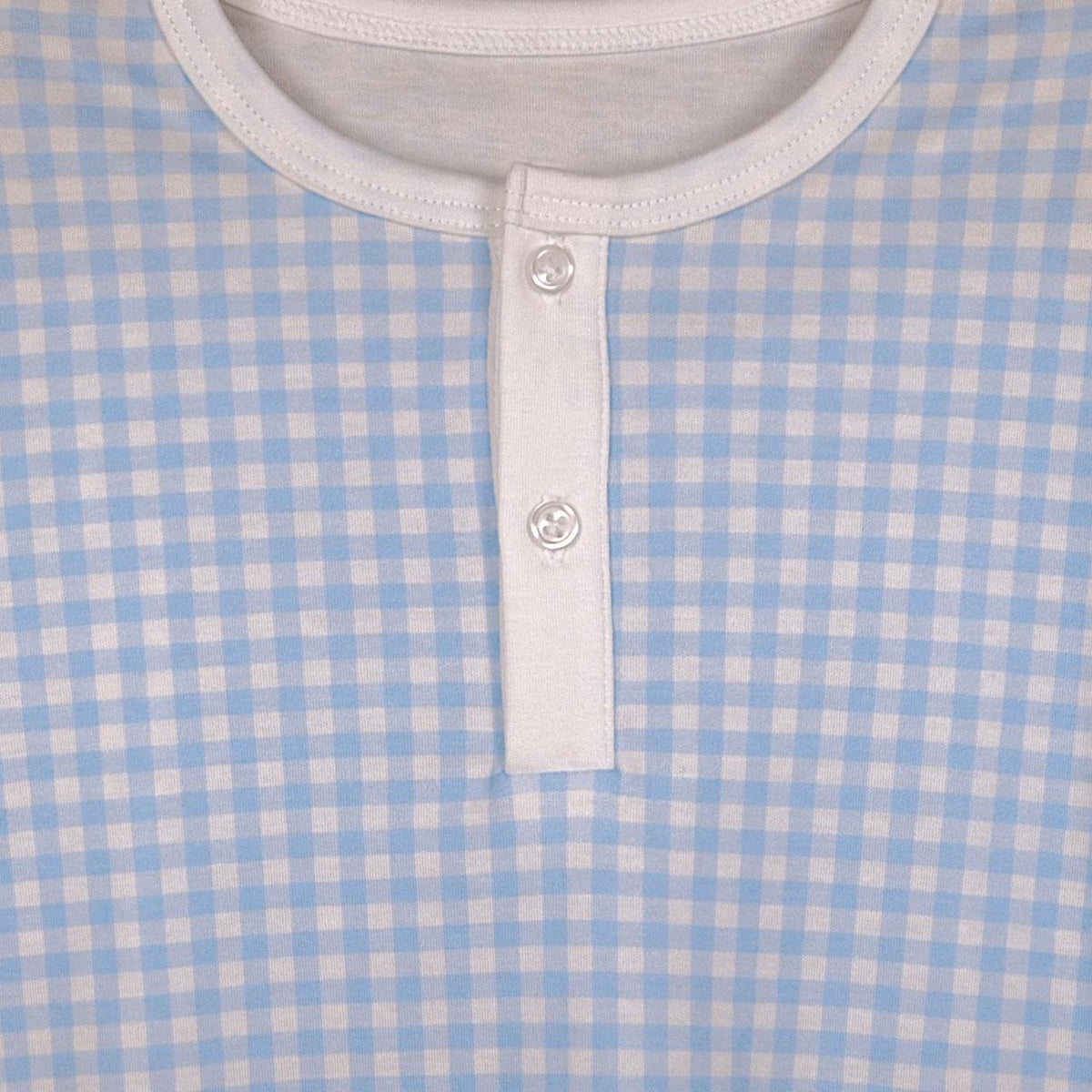 Pijama Curto Xadrez Azul e Branco em Algodão Pima Peruano